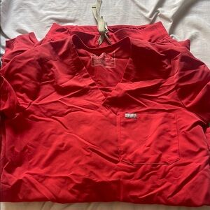 Wear figs neon red scrub set size small petite